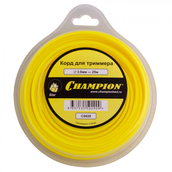 Леска для триммера Champion Star (C5029) звезда 3,0 мм х 25 м желтый